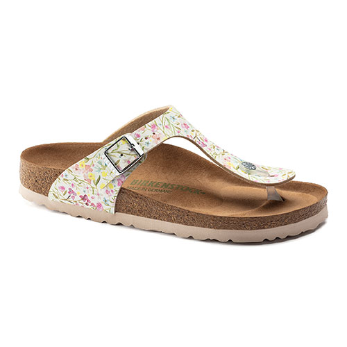 BIRKENSTOCK Women's Gizeh Vegan Watercolor Flower White Birko-Flor - 1018466