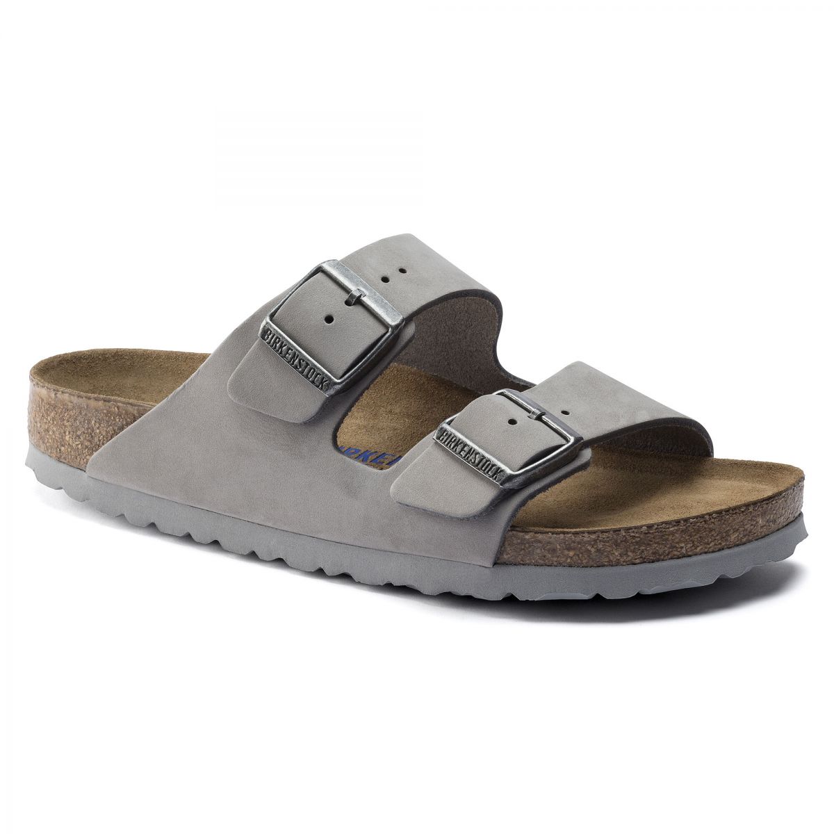 BIRKENSTOCK Unisex Arizona Soft Footbed Dove Gray Nubuck Leather Sandal (regular width)- 1020877