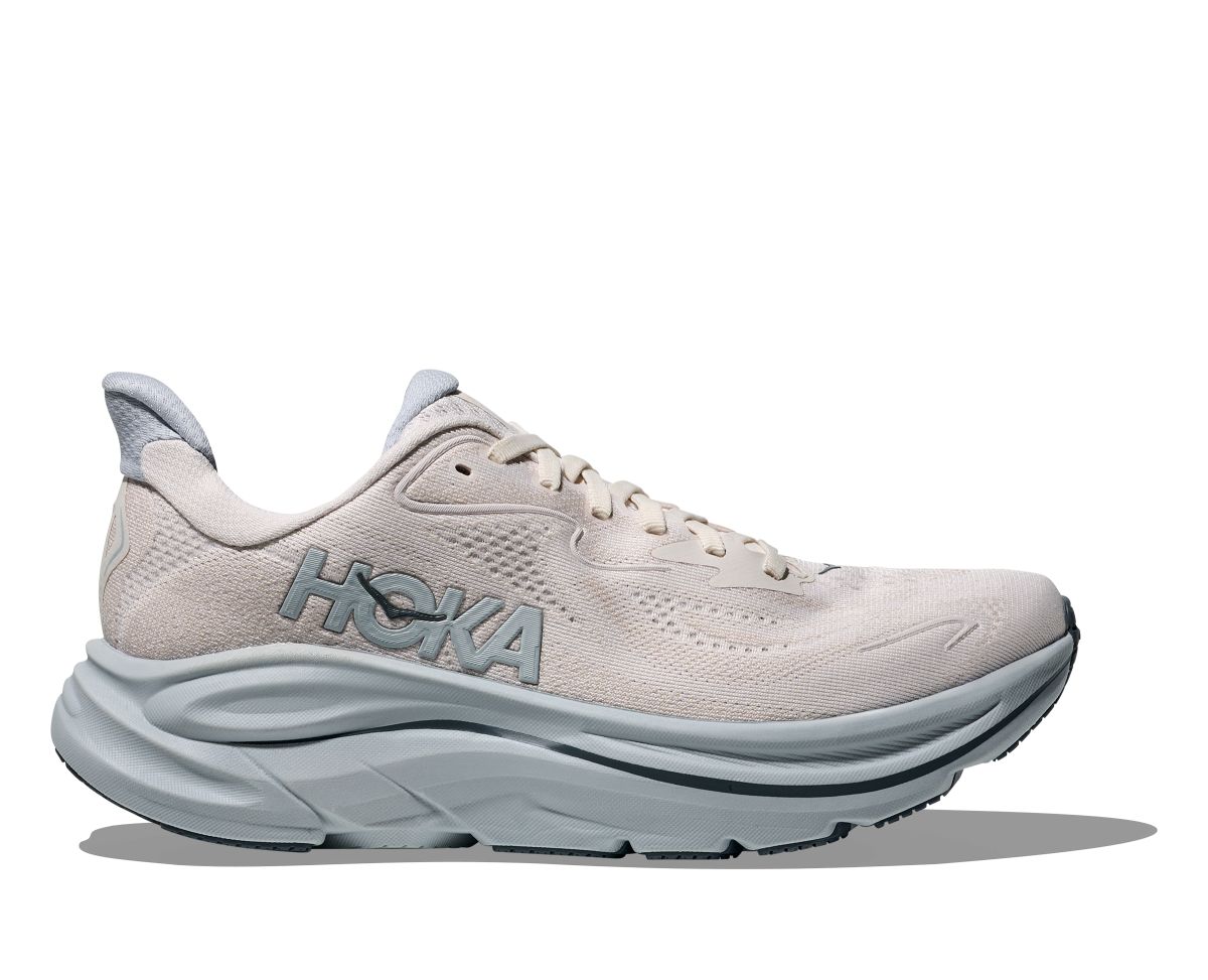 HOKA Women's Clifton 10 Wide Running Shoes Grout/Mineral Blue - 1162050-GRTM