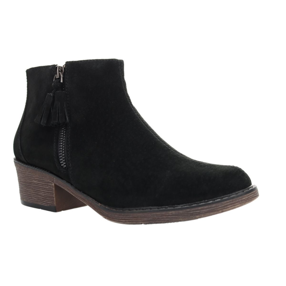 Propet Women's Rebel Double-Zip Ankle Boot Black Suede - WFX225SBLK