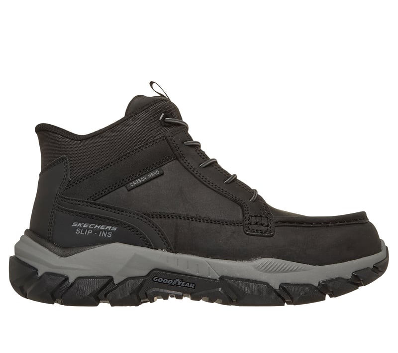 SKECHERS WORK Men's Slip-ins: Santoro Carbon Nano Composite Toe Hands Free Moc Toe Work Boot Black - 200459-BLK