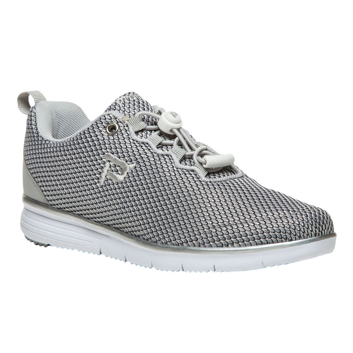 Propet Women's TravelFit Prestige Walking Shoe Silver/Black - WAA002MSIB