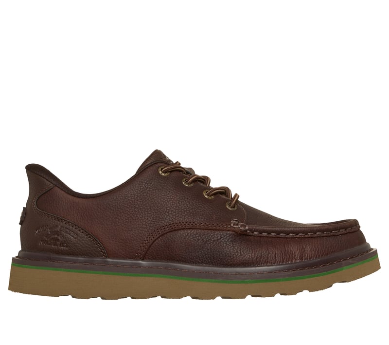 Skechers Men's John Deere Brockman Soft Moc Toe Relaxed fot Hand Free Slip Ins Industrial Shoe, Red Brown,