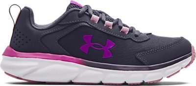 Under Armour Girls' Grade School Assert 9 Running Shoes Tempered Steel/Pink Fog/Strobe - 3024634-501
