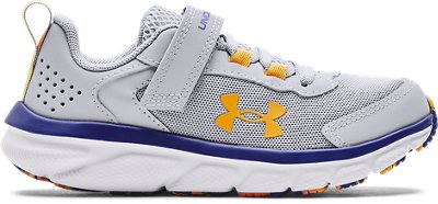Under Armour Boys' Pre-School UA Assert 9 Alternate Closure Running Shoes Mod Gray/Bauhaus Blue/Rise - 3024635-108