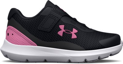 Under Armour Infant Girls' UA Surge 3 Alternate Closure Running Shoes Black/Flamingo/Flamingo - 3025015-001