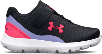 Under Armour Infant Girls' UA Surge 3 Alternate Closure Running Shoes Black/Purple Ice/Pink Shock - 3025015-002