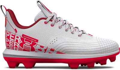Under Armour Unisex Kids' Harper 7 Low Juniors TPU Baseball Cleat Red/White/Red - 3025596-600
