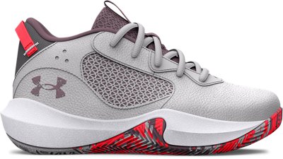 Under Armour Unisex Kids' Pre-School Lockdown 6 Basketball Shoes Halo Gray/Beta/Misty Purple - 3025618-102