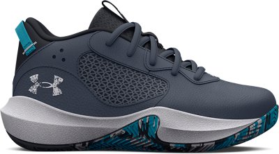 Under Armour Unisex Kids' Pre-School UA Lockdown 6 Basketball Shoes Downpour Gray/Black/White - 3025618-400