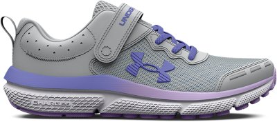 Under Armour Girls' Pre-School UA Assert 10 Alternate Closure Running Shoes Mod Gray/Nebula Purple/Baja Blue - 3026190-101