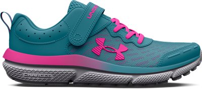 Under Armour Girls' Pre-School UA Assert 10 Alternate Closure Running Shoes Glacier Blue/Halo Gray/Rebel Pink - 3026190-400