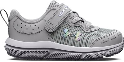 Under Armour Girls' Infant UA Assert 10 Alternate Closure Running Shoes Halo Gray/Pink Sugar/Iridescent - 3026191-100