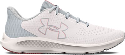 Under Armour Women's UA Charged Pursuit 3 Big Logo Running Shoes White/Halo Gray/Pink Fizz - 3026523-101