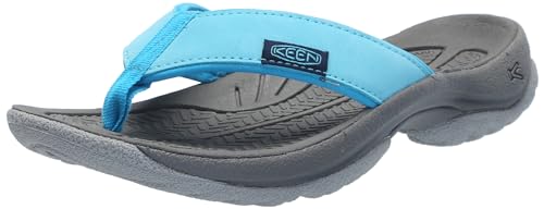 KEEN Women's Kona Flip Flop Beach Sandals, Blue Atoll/Blue Danube, 10.5
