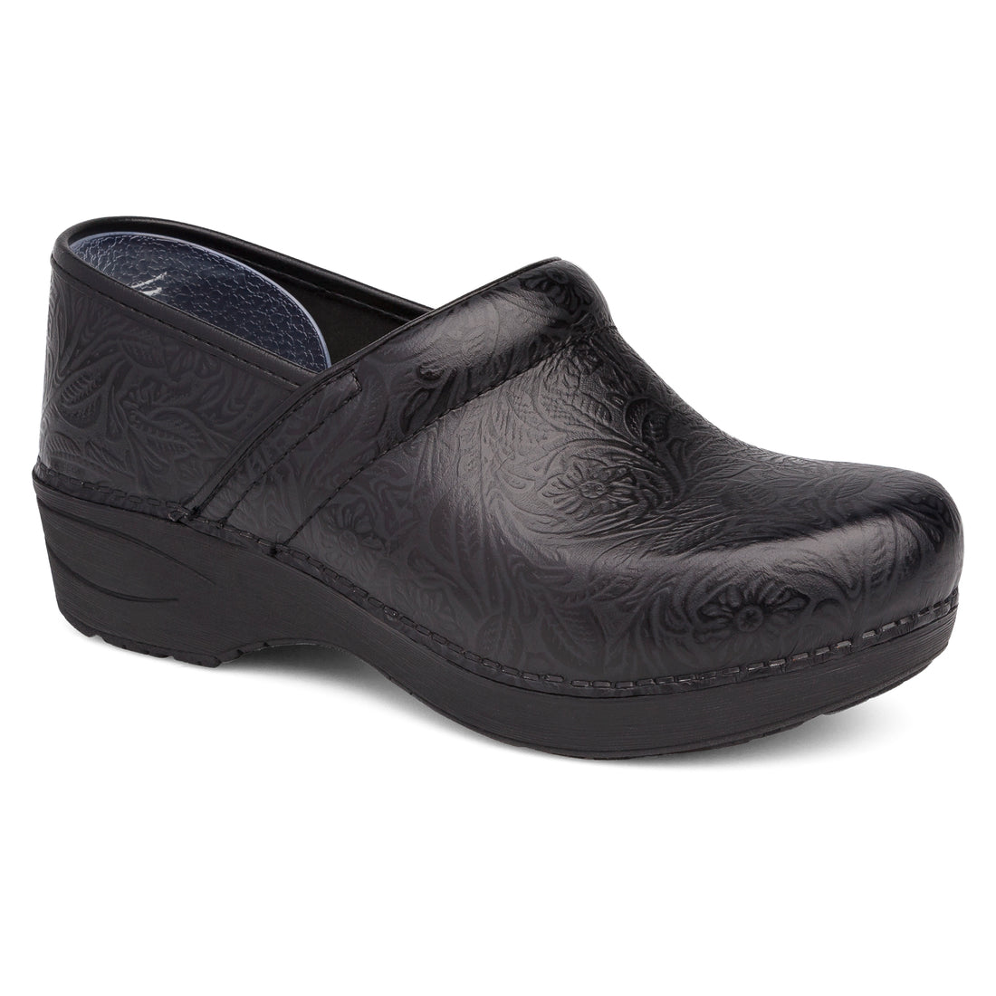 Dansko Women's XP 2.0 Pull Up Clog Black Tooled Floral Leather - 3950320202