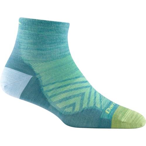 Darn Tough Women's Run Quarter No Cushion Ultra-Lightweight Running Sock Aqua - 1044-AQUA
