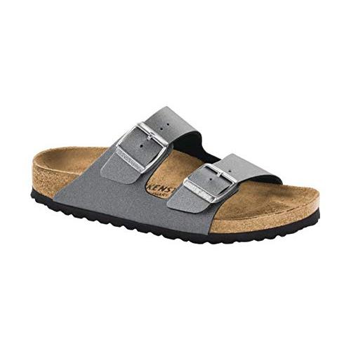 BIRKENSTOCK Women's Arizona Narrow Icy Metallic Anthracite Birko-Flor 1014285
