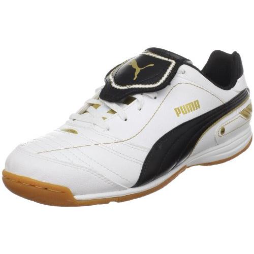PUMA Men's Esito Finale Indoor Training Soccer Shoe White/Black/Gold