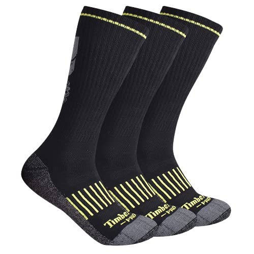 Timberland PRO Men's Rugged Accent Crew Socks Black (3 pairs) - 43TB302378TD-001
