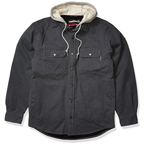 Wolverine mens Overman Fleece Lined Cotton Duck Canvas Hooded Shirt Jacket