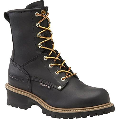 Carolina Mens 8" Waterproof Insulated Soft Toe Logger Boot - Black