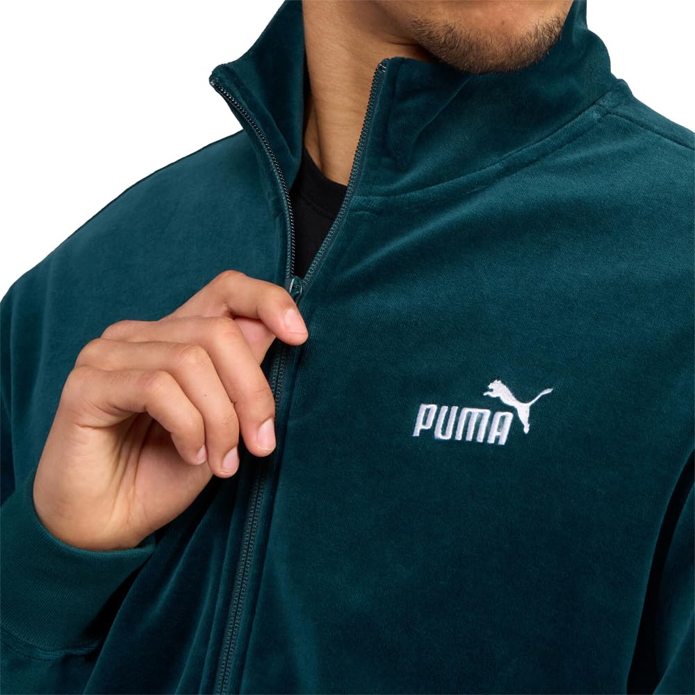 PUMA Mens Essentials Elevated Velour Athletic Outerwear Casual - Green - Size XL