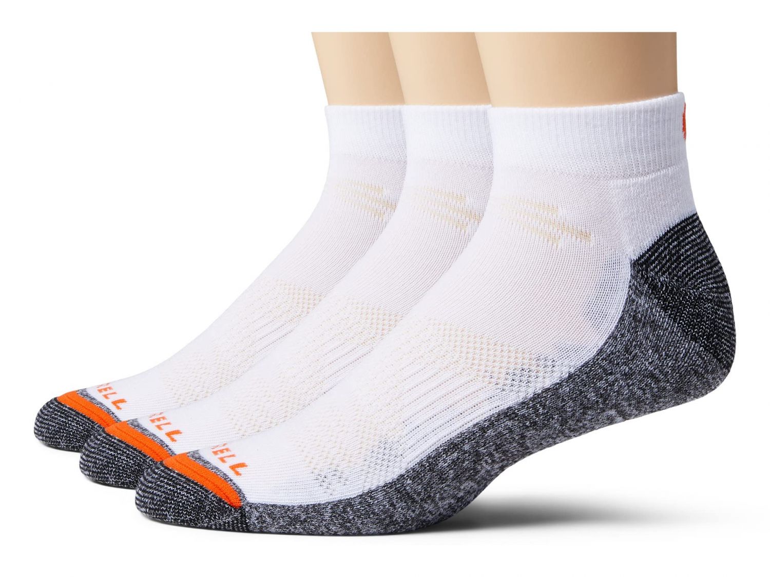 Merrell Men's and Women's Lightweight Repreve Work Comfort Cushioning Low Cut Sock 3 Pair Pack, White, Shoe Size: 13-15