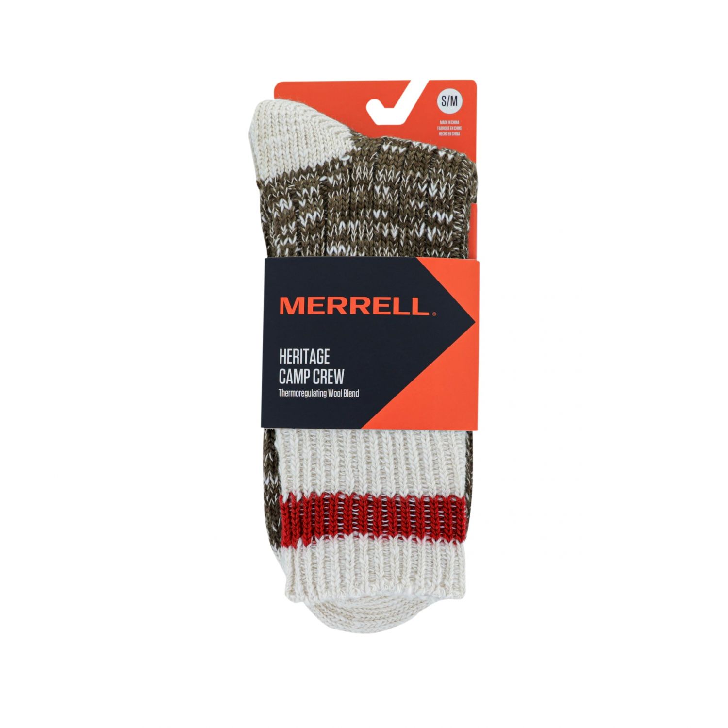 Merrell Men's and Women's Heritage Casual Wool Blend Comfort Crew Sock 1 Pair Pack, Brown, 9.5-12