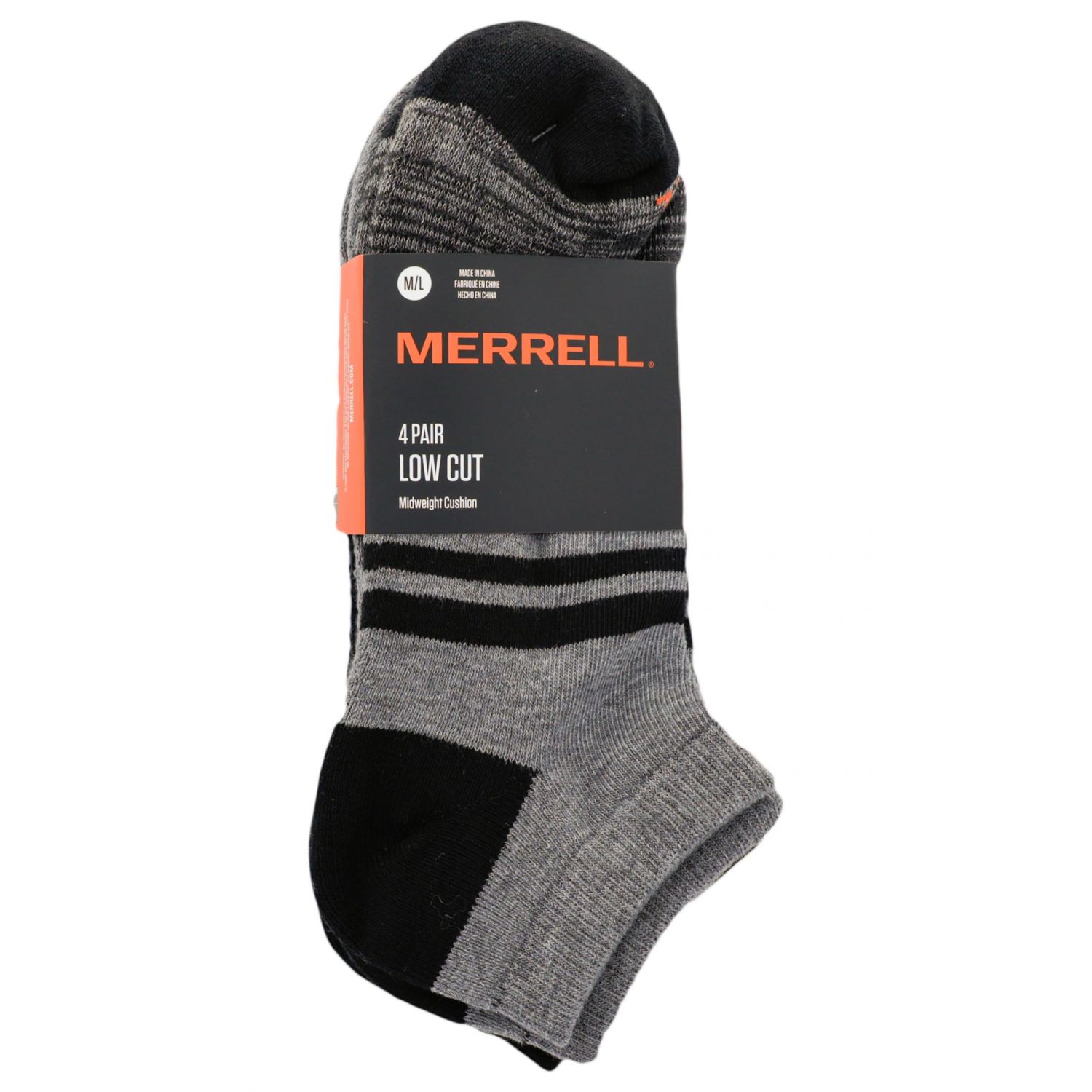Merrell Men's and -Women's Cushioned Midweight Low Cut Socks-4 Pair Pack-Unisex Moisture Management and Anti-Odor, Black, Small-Medium
