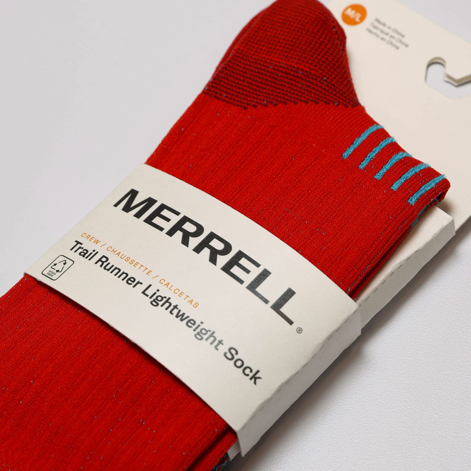 Merrell Unisex Trail Runner Lightweight Crew Sock 1 pair per pack, Red,9.5-12 Women's / 8.5-13 Men's