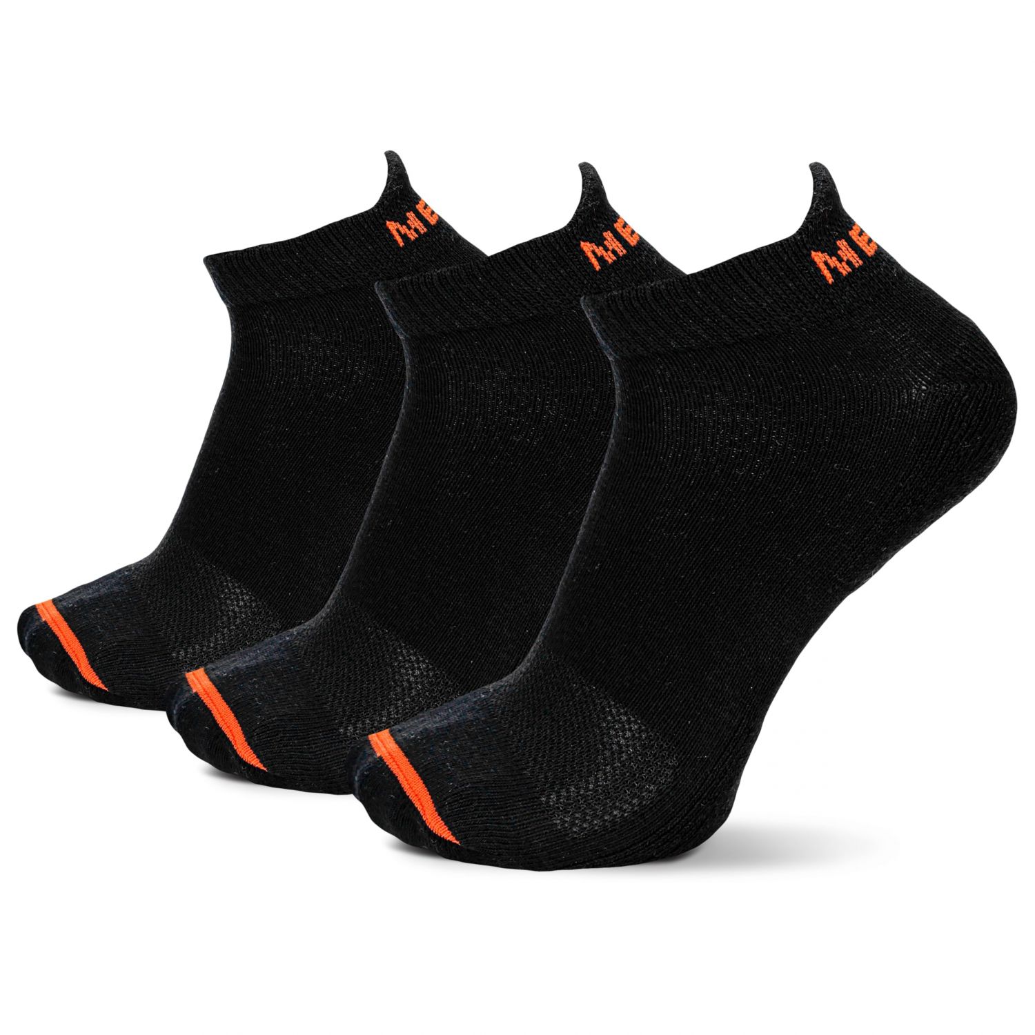 Merrell Unisex Cushioned Cotton No Show Tab Socks Black (3 pairs) - MEA33566T3B2001-BLACK