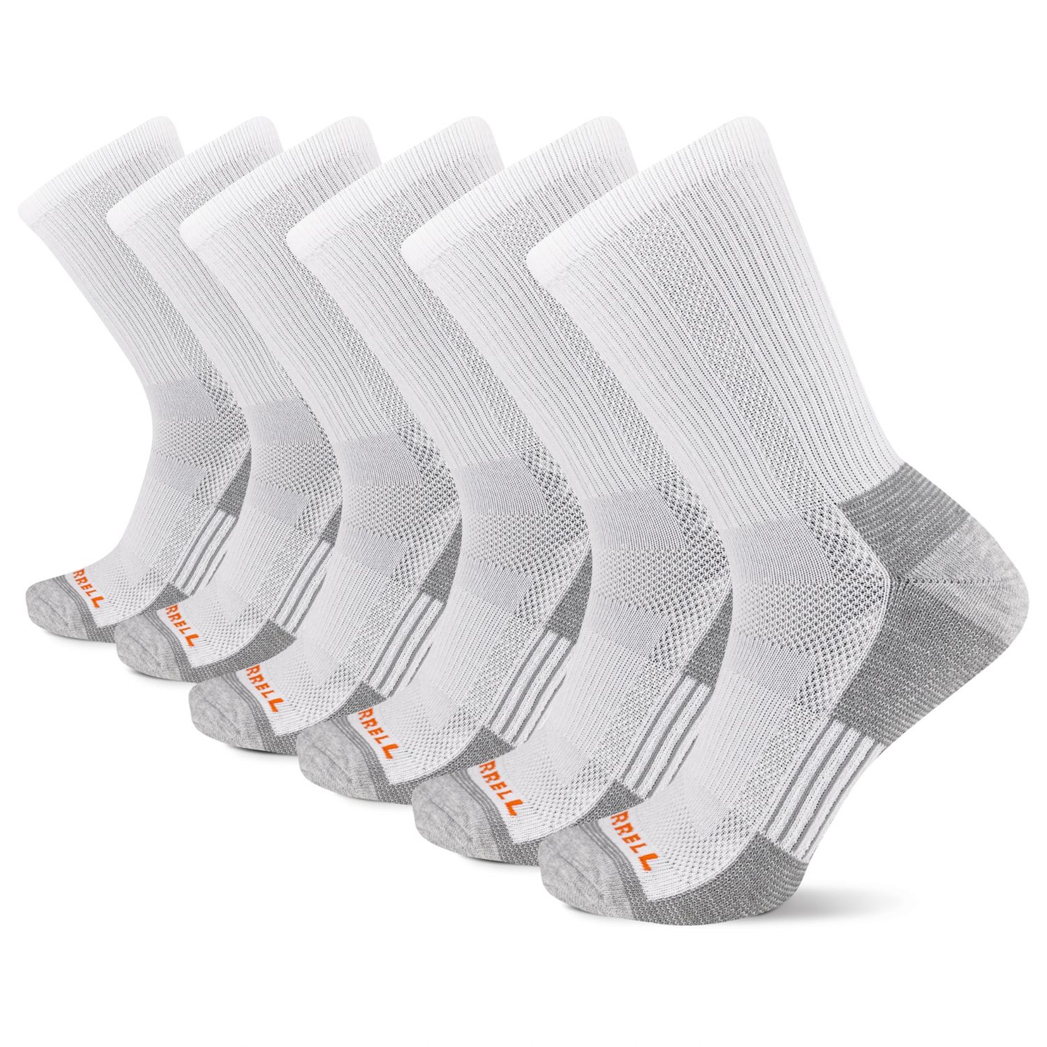 Merrell Unisex Recycled Everyday Cushion Crew Socks White (6 pairs) - MEA33811C6B2001-WHITE