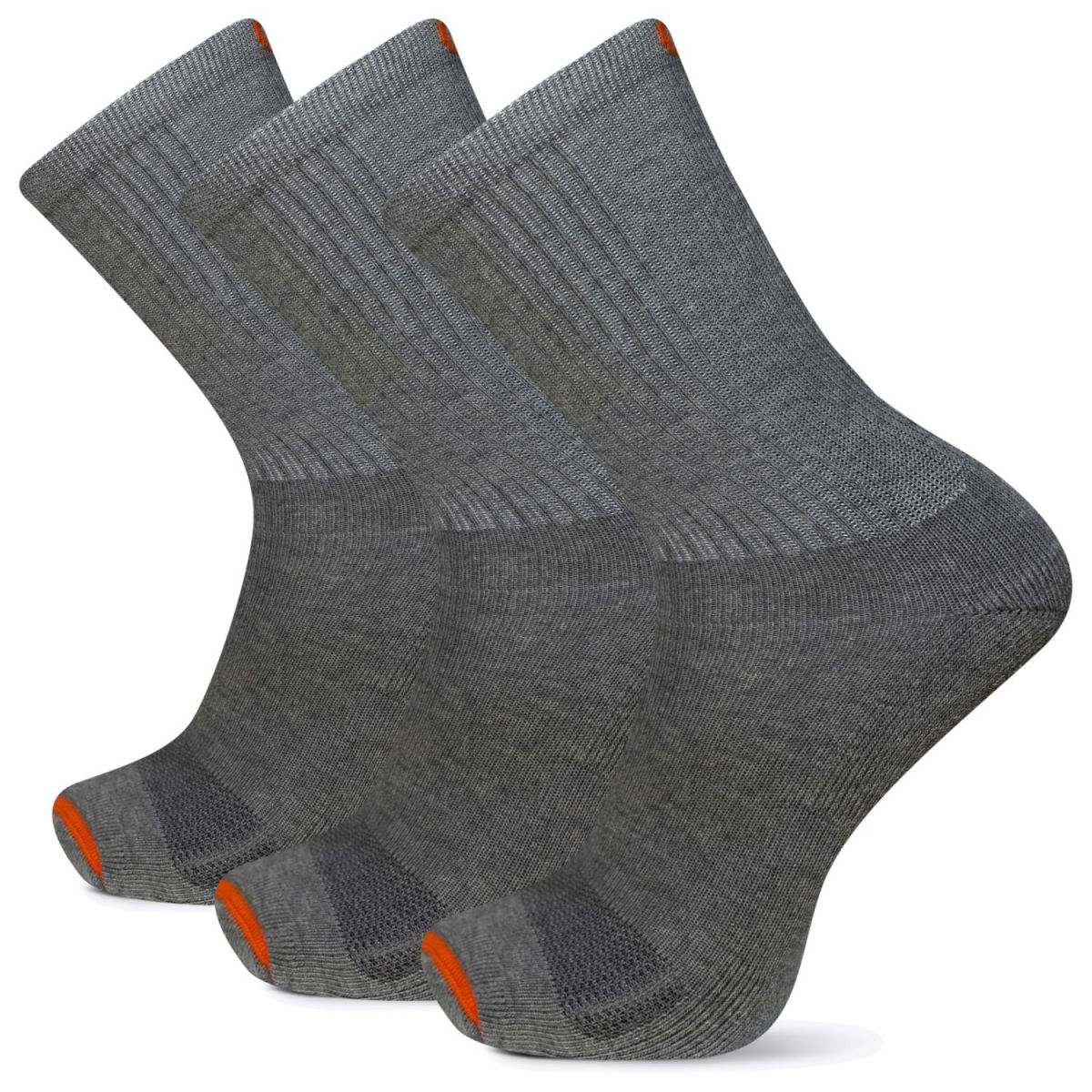 Merrell Unisex Cushioned Cotton Crew Socks Gray Heather (3 pairs) - MEA33564C3U2001-GRAYH