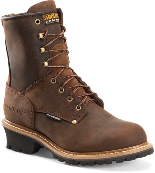 CAROLINA Men's 8" Elm Steel Toe Waterproof Logger Work Boot Brown - CA9821