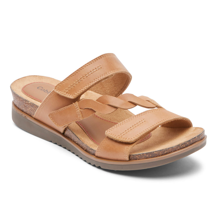 Cobb Hill Women's May Asymmetrical Slide Sandal Honey - ML06175-JTA41 (CJ0953)