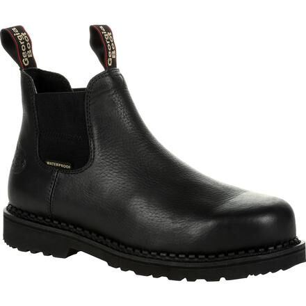 GEORGIA BOOT Men's 6" Georgia Giant Revamp Soft Toe Waterproof Chelsea Work Boot Black - GB00376