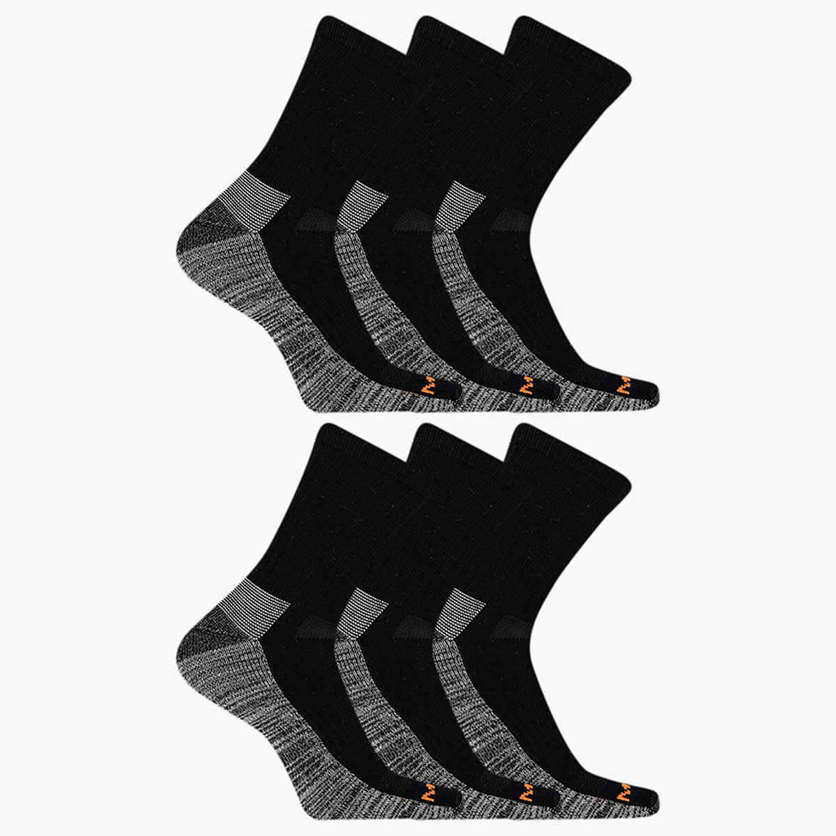 Merrell Men's Work Crew Socks Black (6 pairs) - MEA33559C6B2001-BLACK