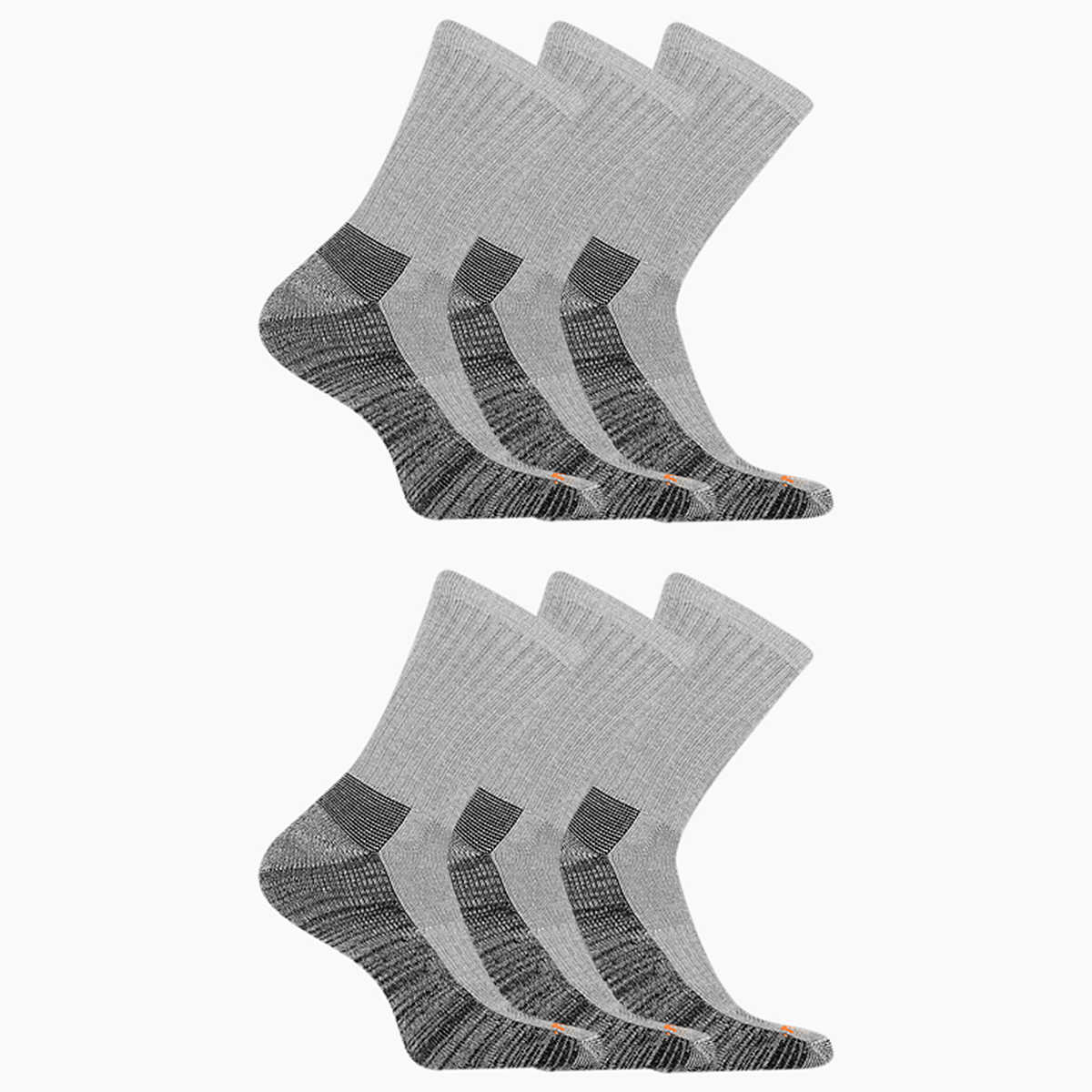 Merrell Men's Work Crew Socks Gray Heather (6 pairs) - MEA33559C6B2001-GRAYH