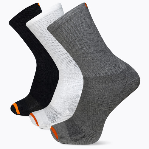Merrell Unisex Cushioned Cotton Crew Socks Black Assorted (3 pairs) - MEA33564C3U2001-BAS01