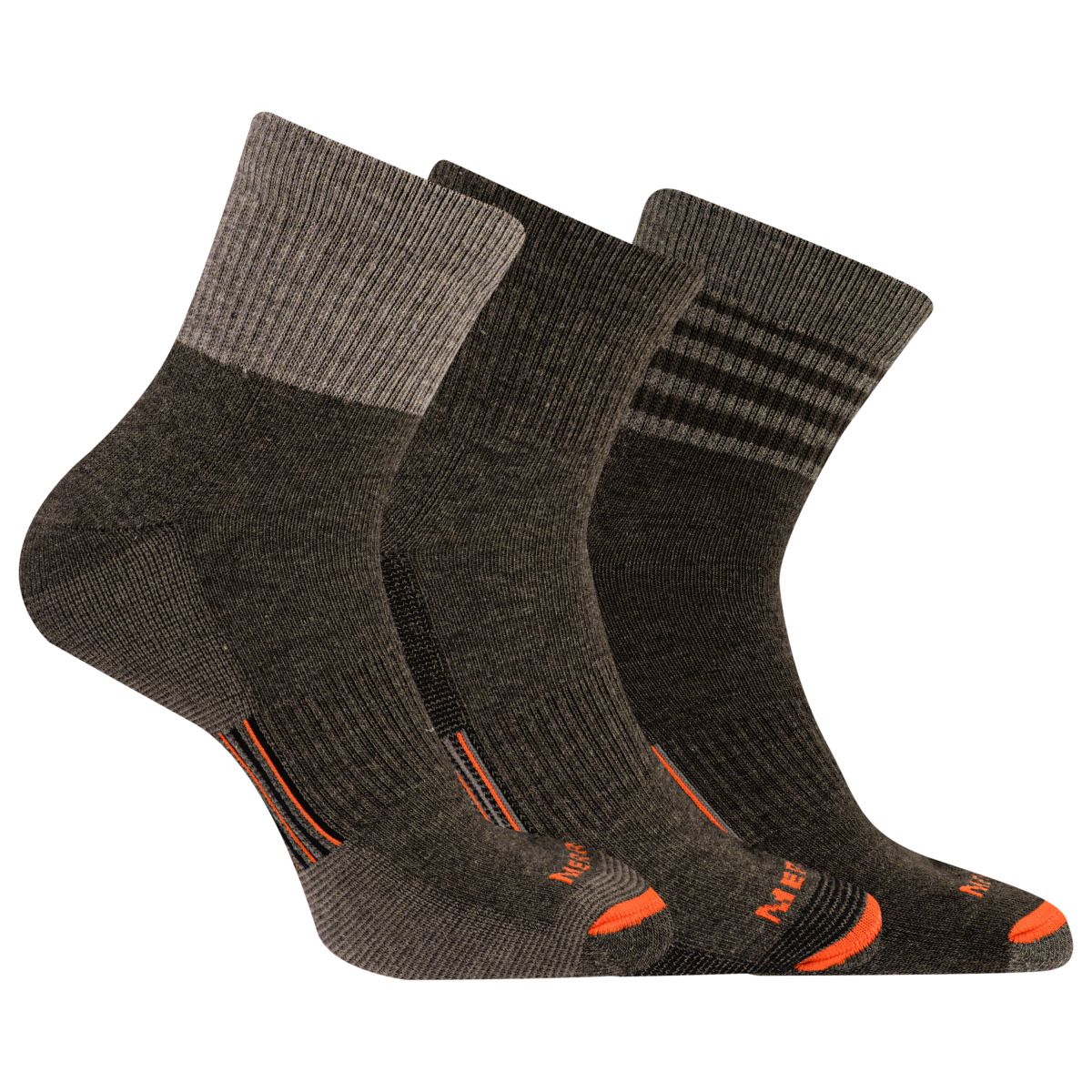 Merrell Unisex Merino Wool Work Quarter Socks Brown Assorted (3 pairs) - MEA33634Q3B2001-BNAST