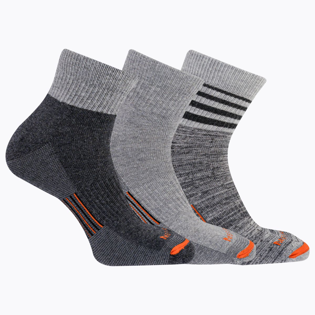 Merrell Unisex Merino Wool Work Quarter Socks Light Grey Assorted (3 pairs) - MEA33634Q3B2001-LGAST