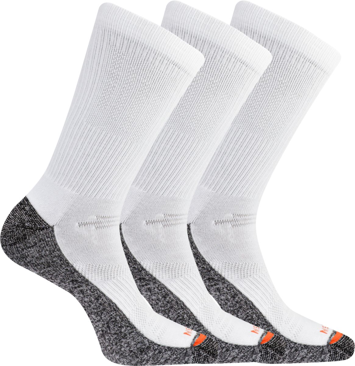 Merrell Unisex ComfortBase XS Repreve Lightweight Work Crew Socks White (3 pairs) - MEA33641C3B2001-WHITE
