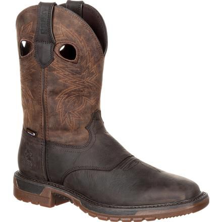 Rocky Men's 11" Original Ride FLX Waterproof Western Boot Dark Brown Crazy Horse - RKW0234