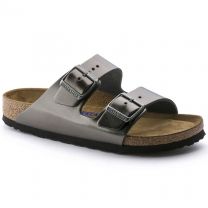 BIRKENSTOCK Women's Arizona Soft Footbed Metallic Anthracite Leather (regular width) - 1000292