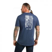 Ariat Men's Rebar Cotton Strong Amercan Outdoors T-Shirt Navy - 10039146