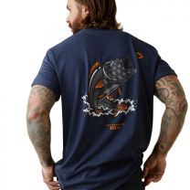 Ariat Men's Rebar Cotton Strong American Bass T-Shirt Navy Heather - 10043831