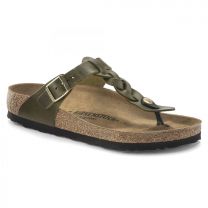 BIRKENSTOCK Women's Gizeh Braided Green Olive Oiled Leather (regular width) - 1023969