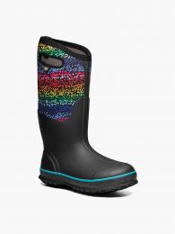 BOGS Women's Classic High Farm Boot Rainbow Dots Black Multi - 72761-009