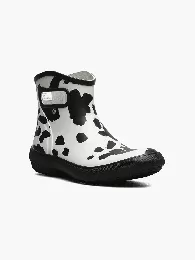 BOGS Women's Patch Ankle Cow Waterproof Slip On Garden Boot  Black/White - 73187-111